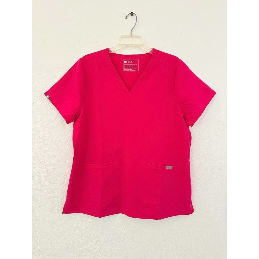 FIGS Casma Scrub Short Sleeve Top Ultra Rose Bright Pink Scrub Top Women's XL